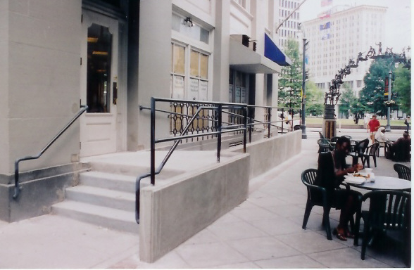 Concrete Ramp Steel Hand Rails Atlanta GA - H & A Enterprises Inc Columbia SC Atlanta Hand Rails ADA Steel Polished Stainless Aluminum Handicap Ramp