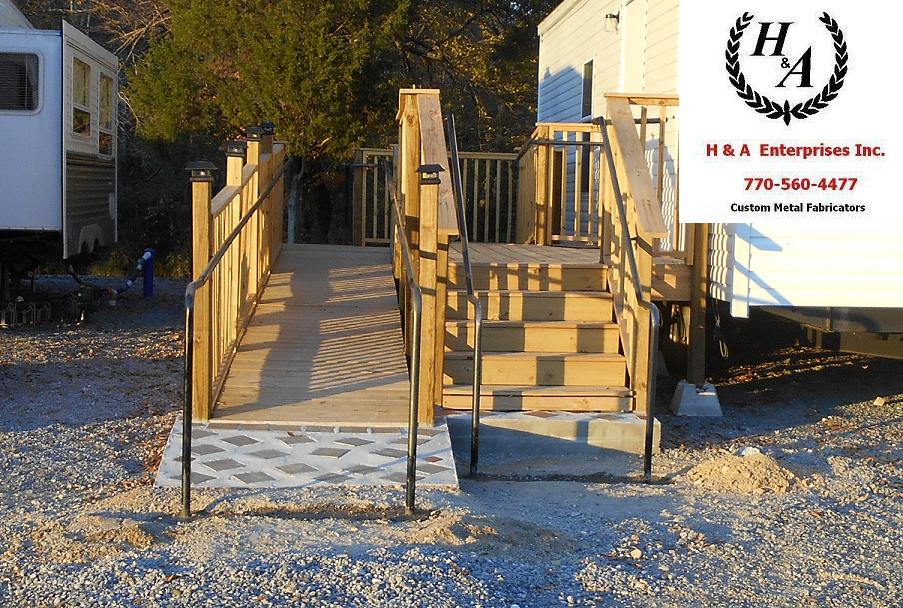 Wood Ramp Steel Hand Rails Atlanta GA - H & A Enterprises Inc Columbia SC Atlanta Hand Rails ADA Steel Polished Stainless Aluminum Ramp