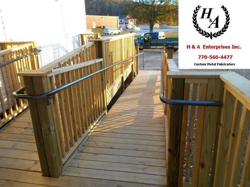 Wood Ramp Steel Hand Rails Atlanta GA - H & A Enterprises Inc Columbia SC Atlanta Hand Rails ADA Steel Polished Stainless Aluminum Ramp