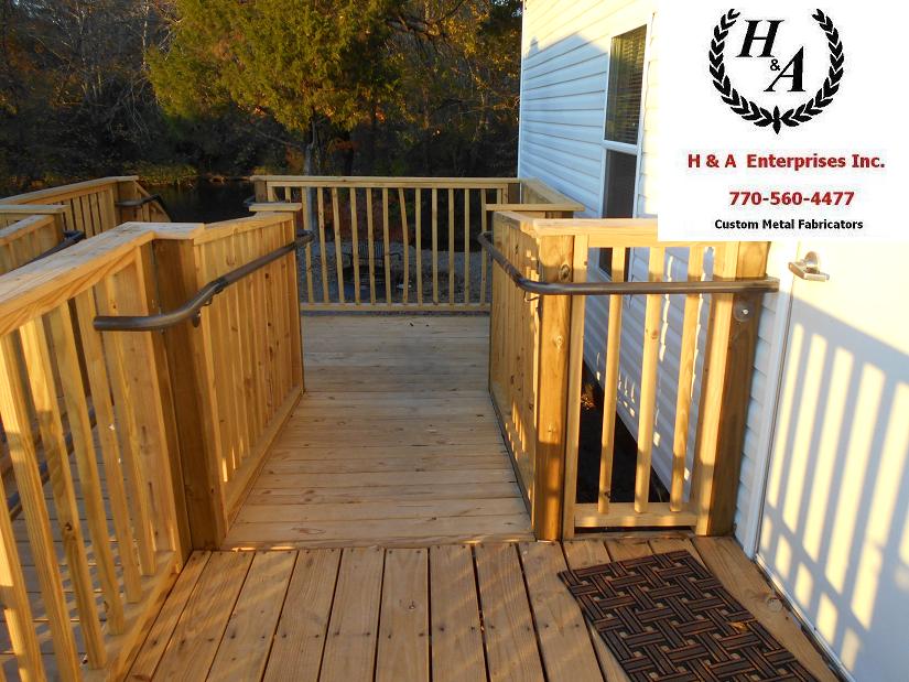 Wood Ramp Steel Hand Rails Atlanta GA - H & A Enterprises Inc Columbia SC Atlanta Hand Rails ADA Steel Polished Stainless Aluminum Handicap Ramp